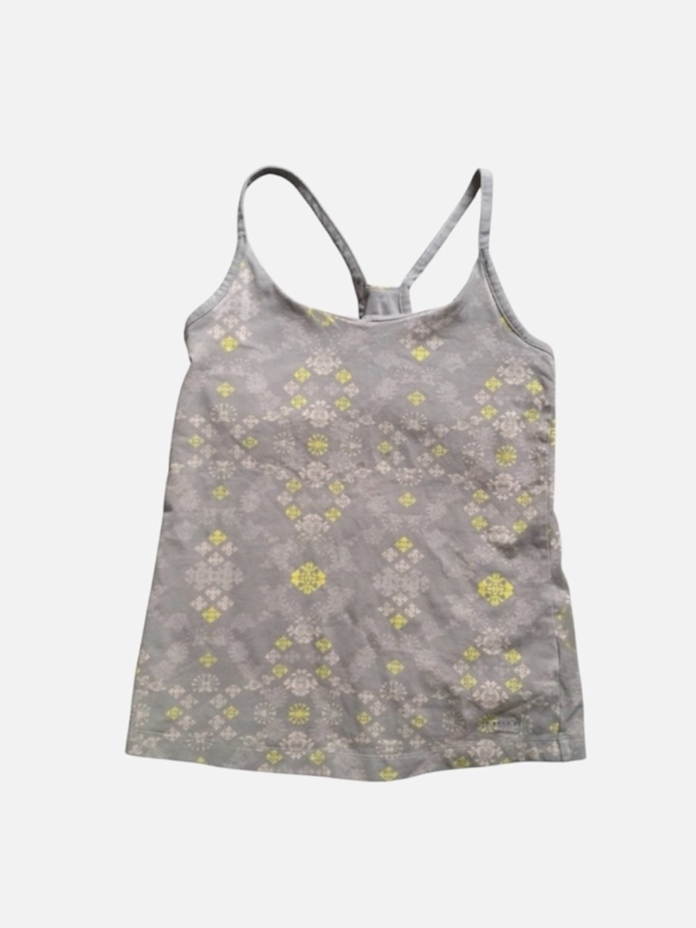 Patagonia Sports Bra Tank Top Organic Cotton Built in Bra grey yellow S Small